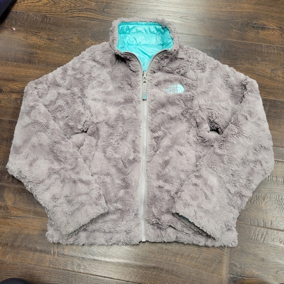 Girls The North Face Mossbud swirl reversible jacket Mint Grey Size S 7 8 - Picture 1 of 10